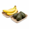 Bandejas de cartón con frutas y verduras