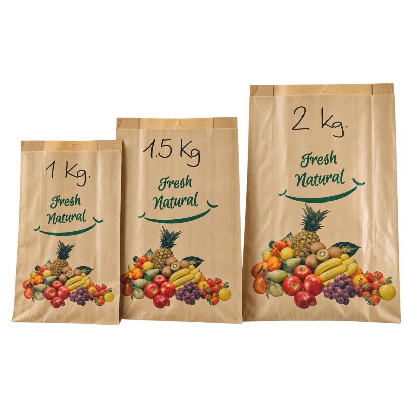 Bolsas kraft frutas tamaños
